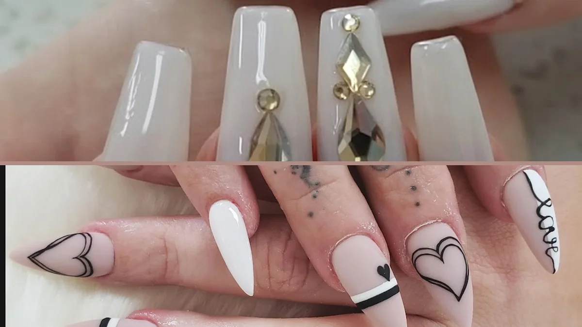 Manicure station with tools and polish colors
