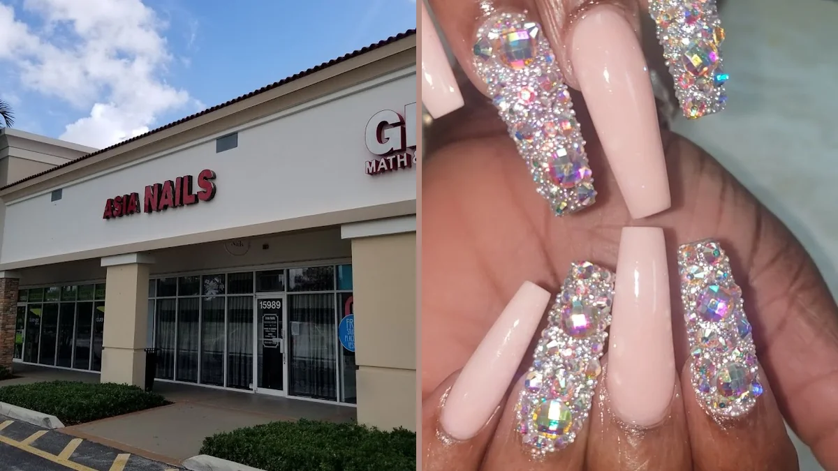 Bright salon interior with nail care stations